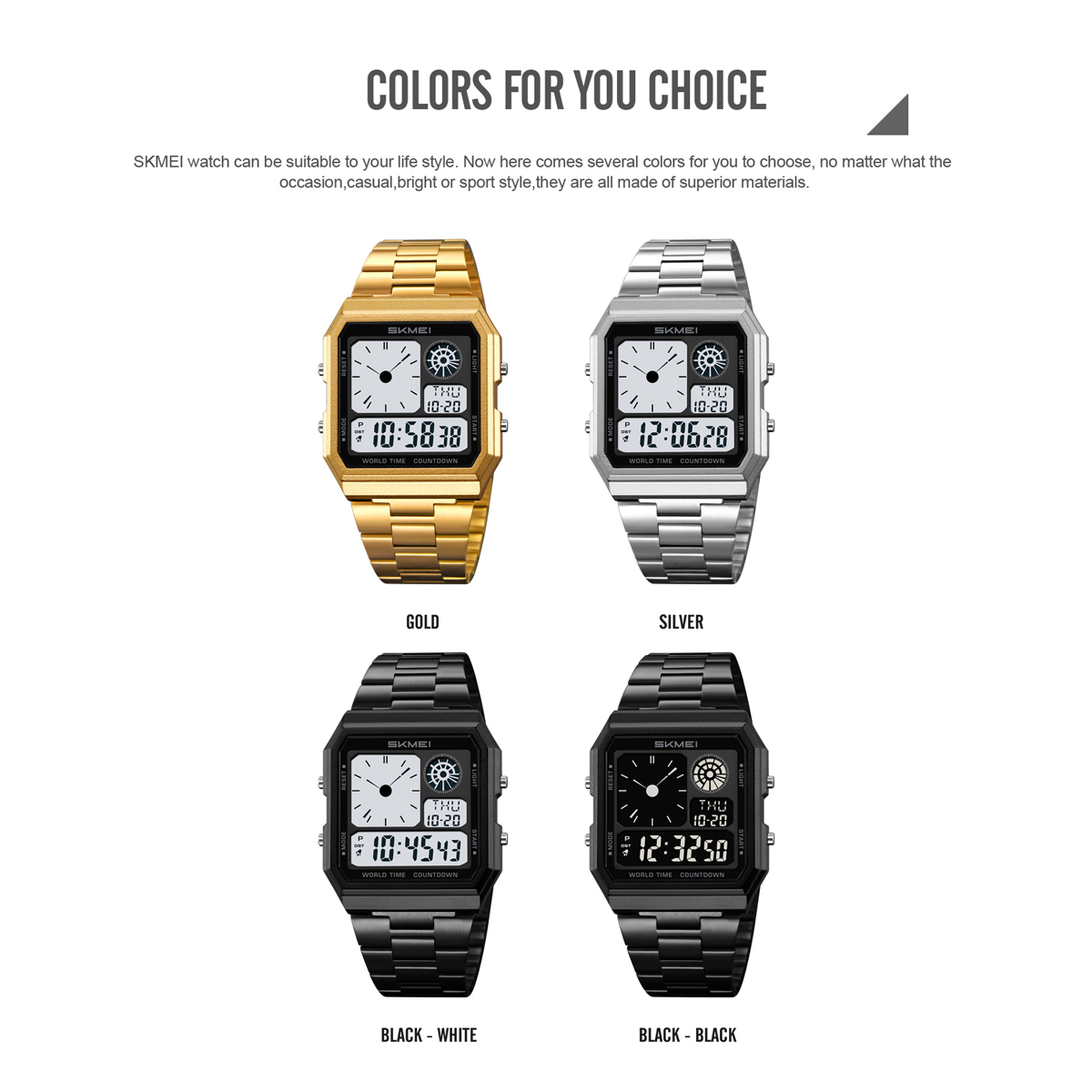 Skmei 2353 DIGITAL WATCH STAINLESS STEEL STRAP