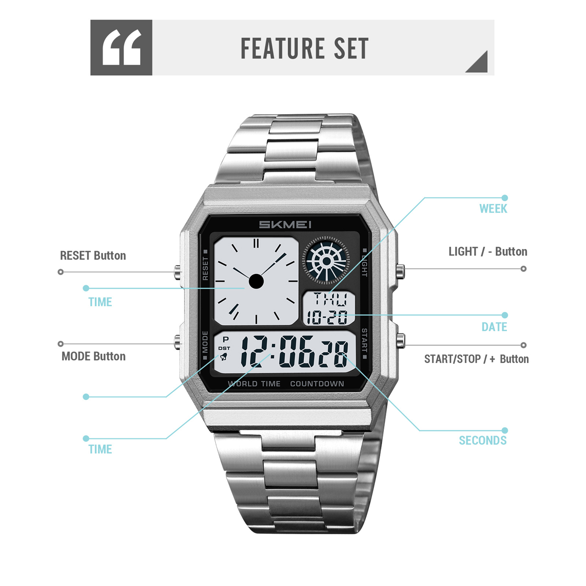 Skmei 2353 DIGITAL WATCH STAINLESS STEEL STRAP