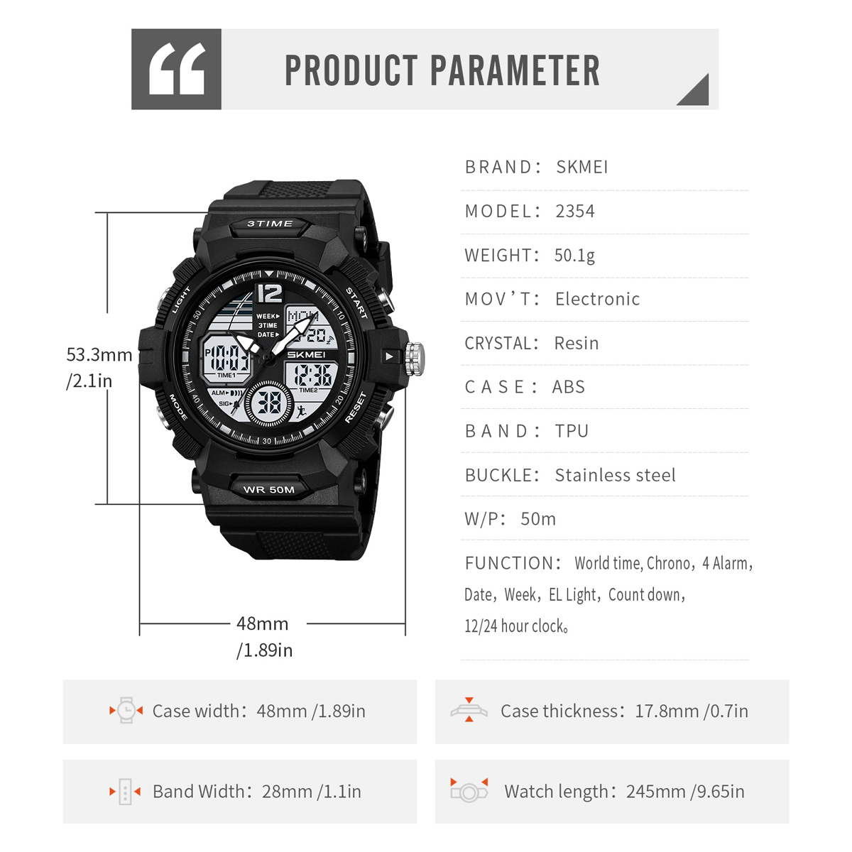 Skmei Model 2354 Analog Digital Custom logo Watches