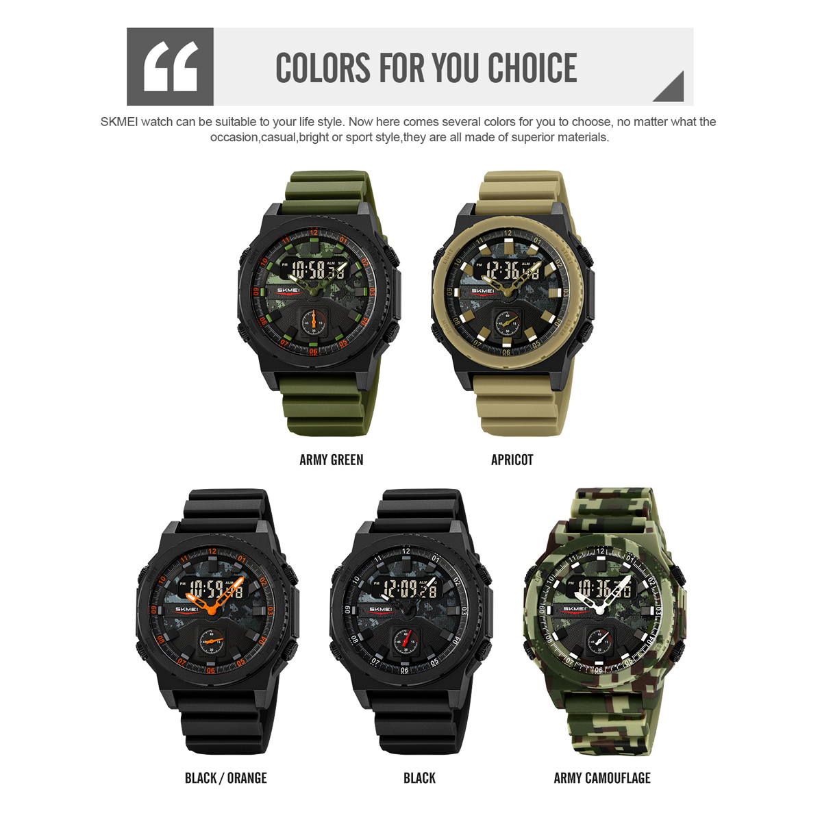 Official SKMEI 2355 5atm Analogue Digital watch 