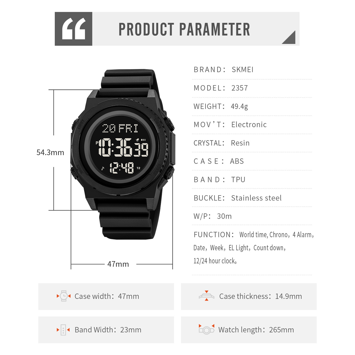 Skmei 2357 New Stylish Digital Sport Watch Men