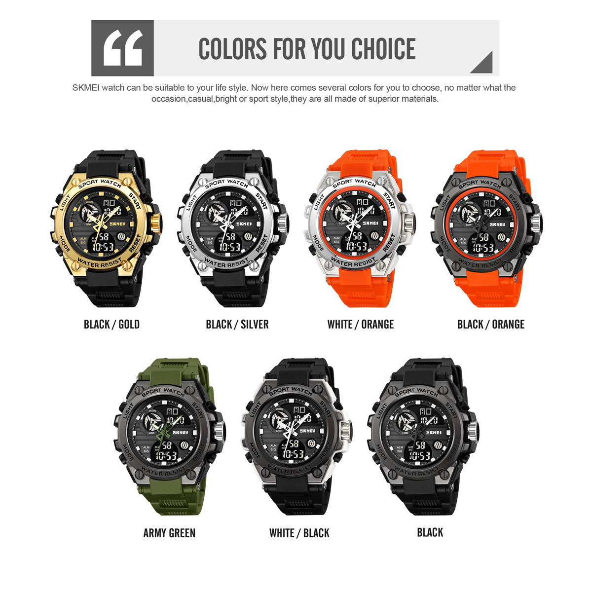 SKMEI 2360 Wholesale Digital Display Large Dial Outdoor Sports Watches