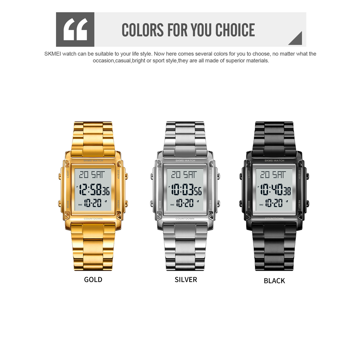 SKMEI 2366 DIGITAL WATCH STEEL STRAP