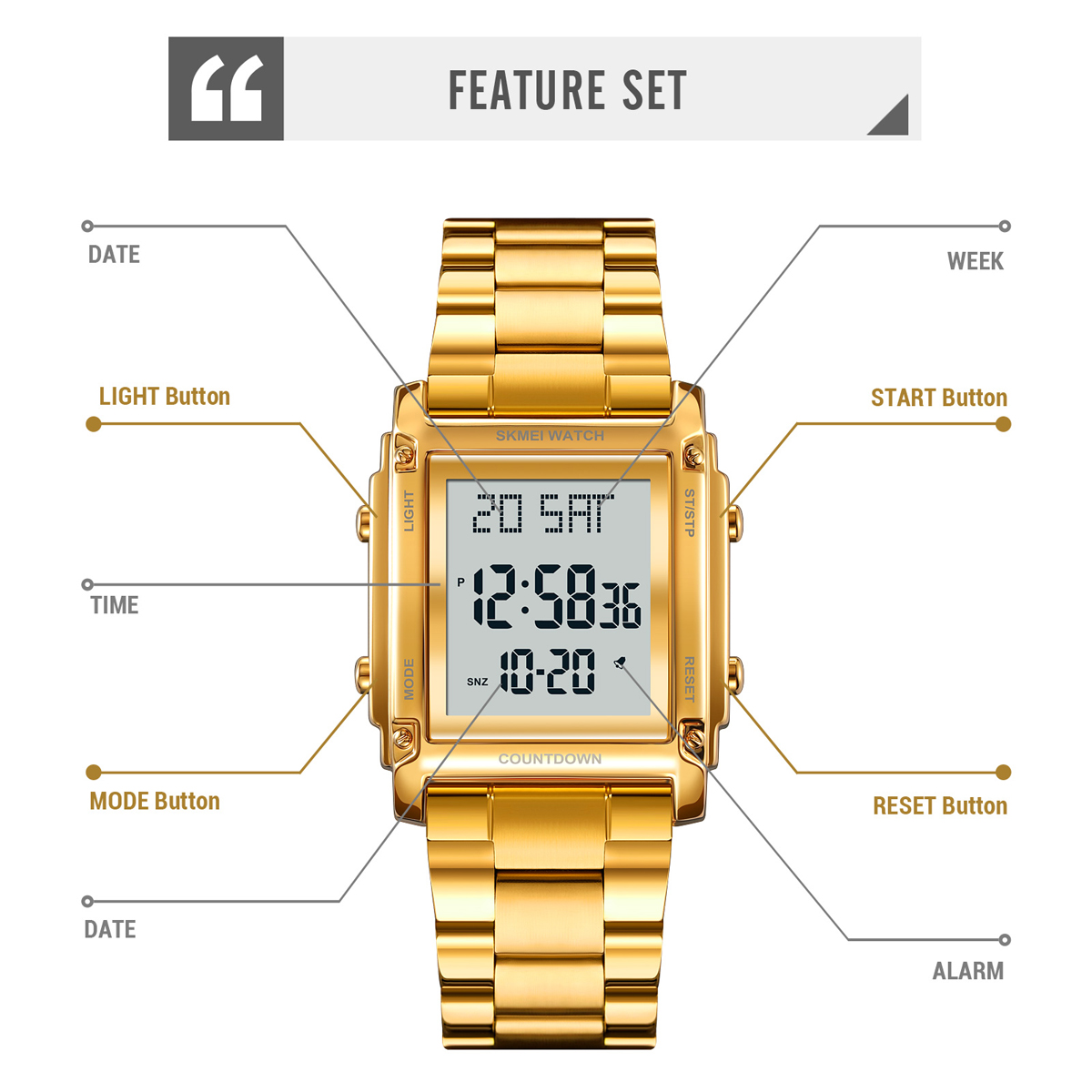 SKMEI 2366 DIGITAL WATCH STEEL STRAP