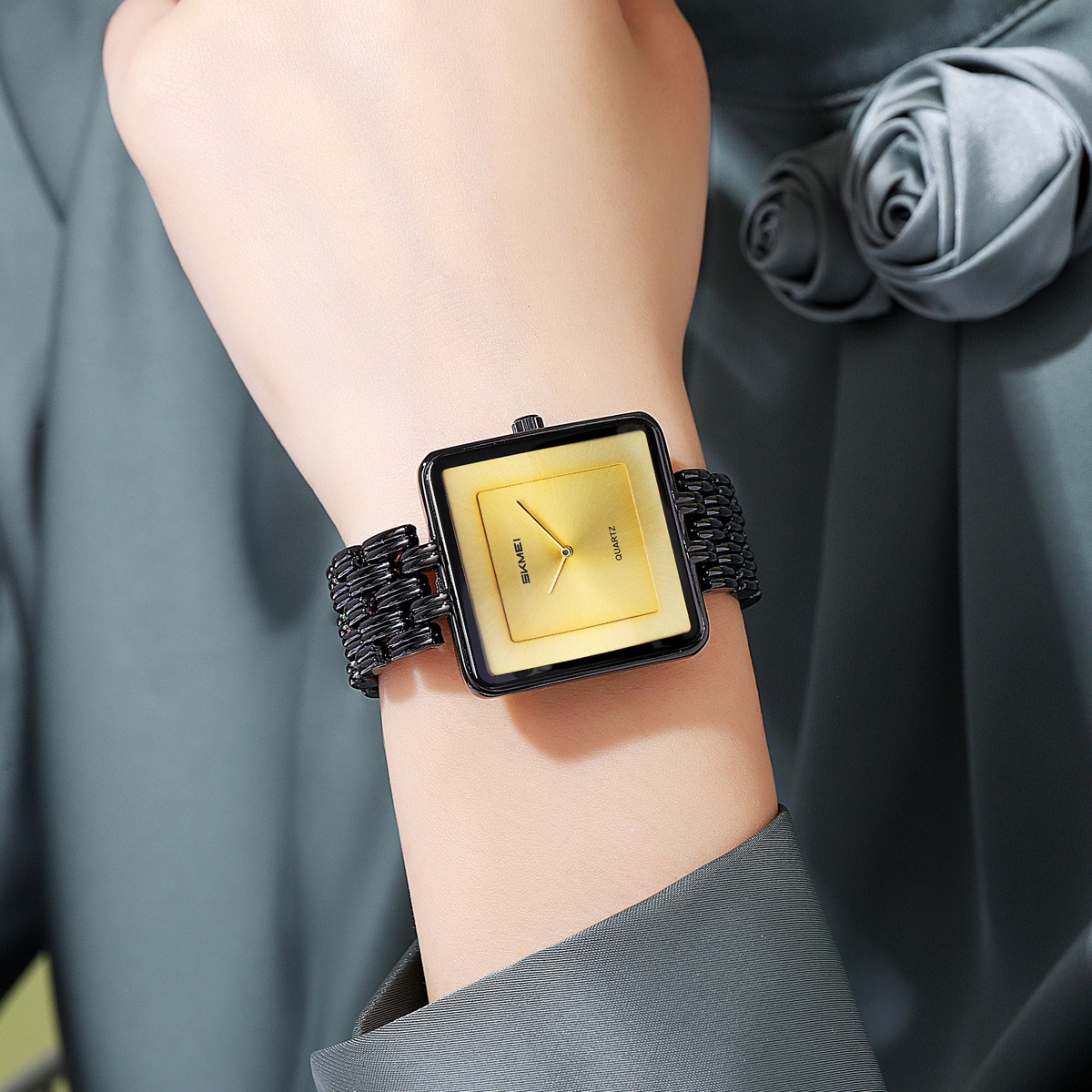 Skmei 2372 Luxury Lady Quartz Watch Customized logo Wholesale Stainless Steel Strap