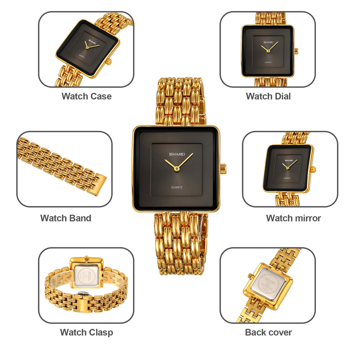 Skmei 2372 Luxury Lady Quartz Watch Customized logo Wholesale Stainless Steel Strap