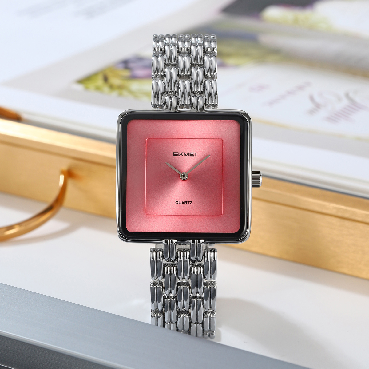 Skmei 2372 Luxury Lady Quartz Watch Customized logo Wholesale Stainless Steel Strap