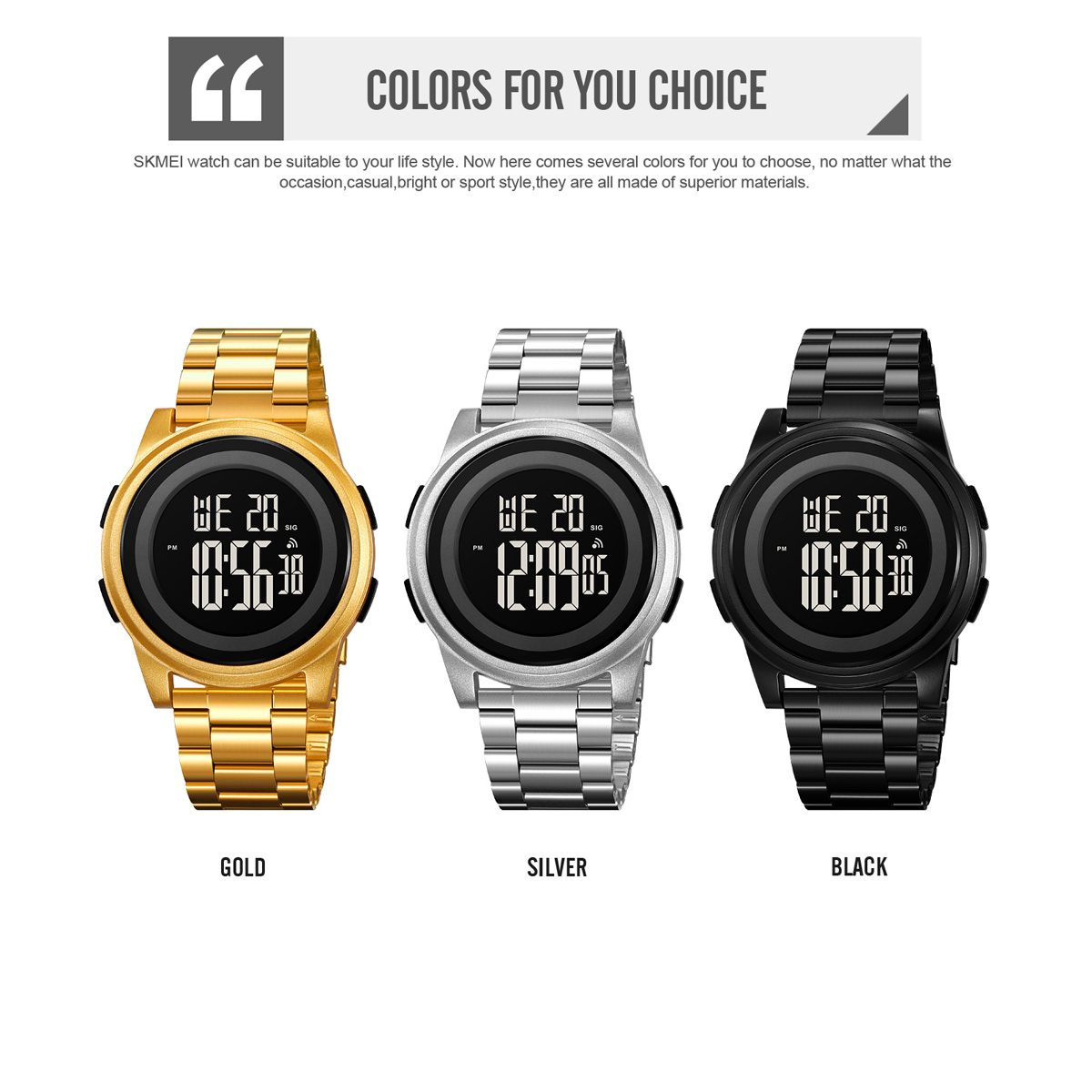 SKMEI 2379 Reloj De Hombre Electronic Metal Chronograph Watch