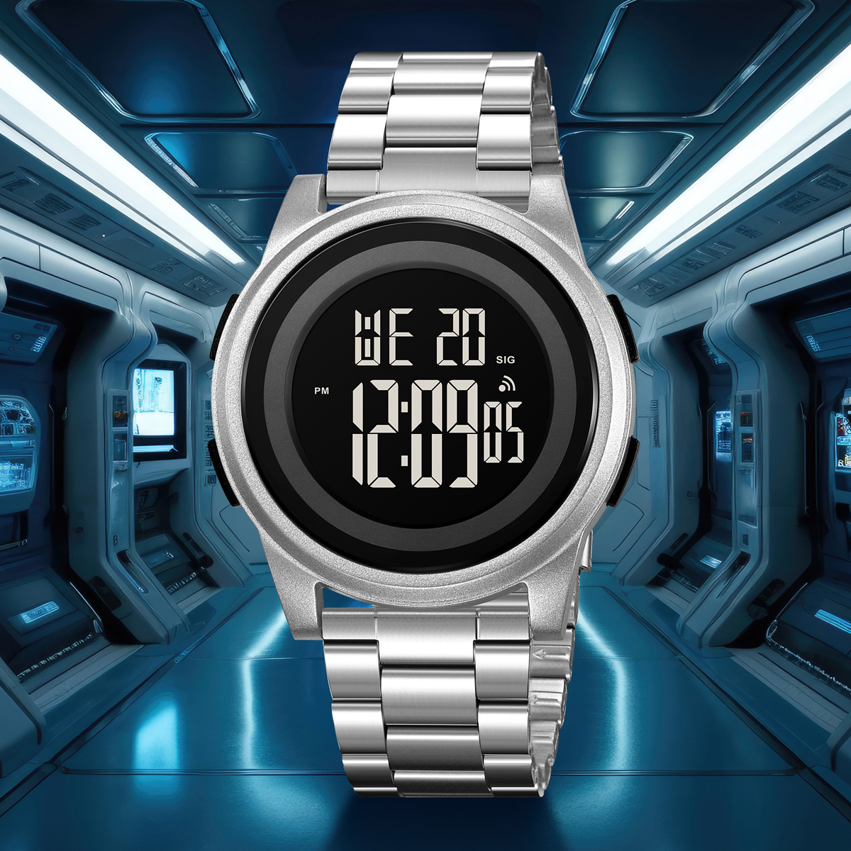 SKMEI 2379 Reloj De Hombre Electronic Metal Chronograph Watch