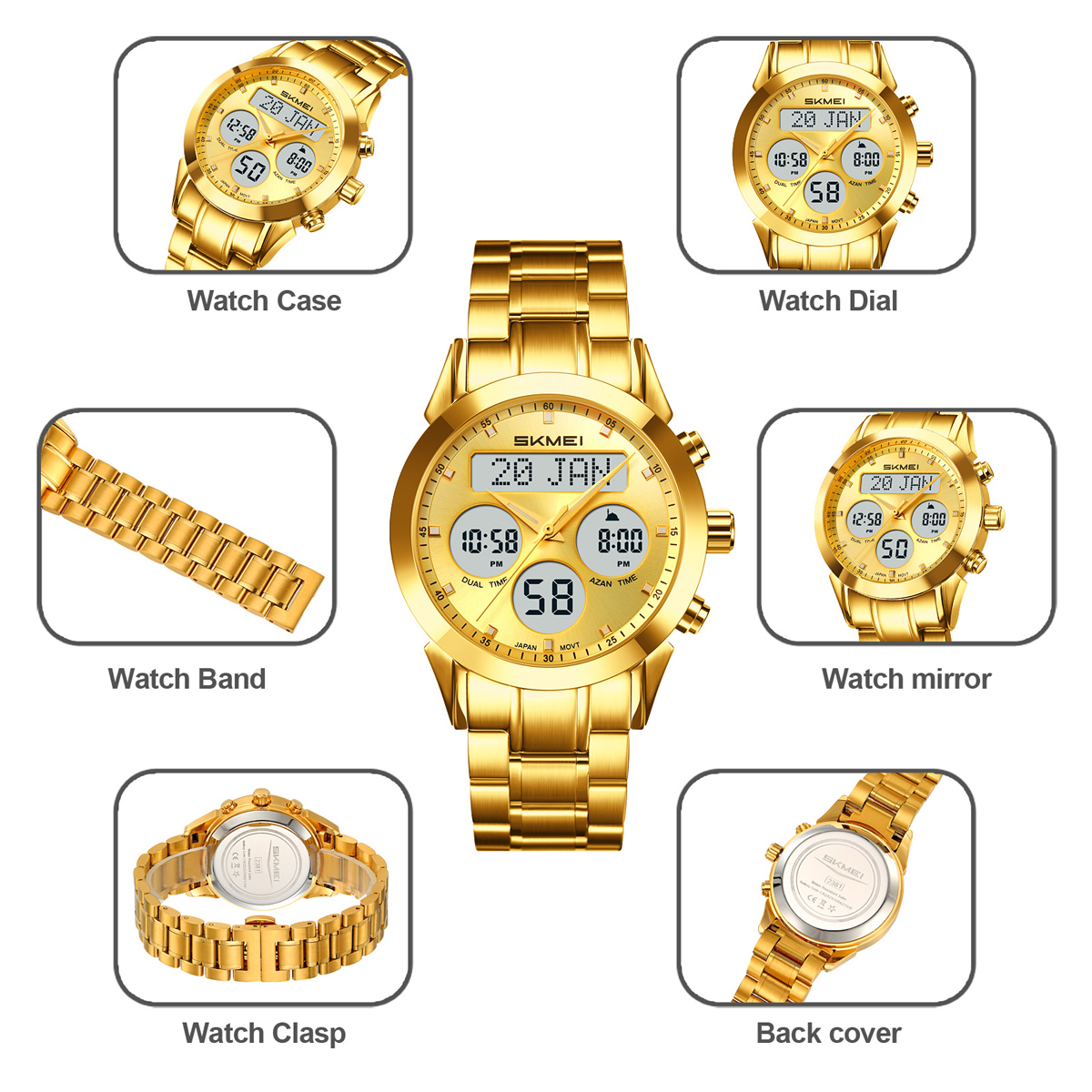 Skmei 2381 Arabic Islamic Qibla Jam Tangan Saat Wrist Watch