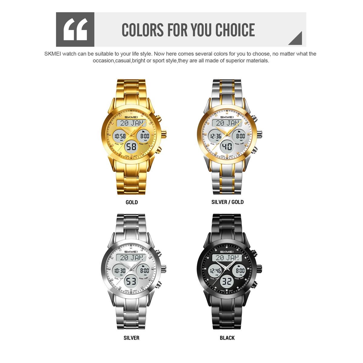 Skmei 2381 Arabic Islamic Qibla Jam Tangan Saat Wrist Watch