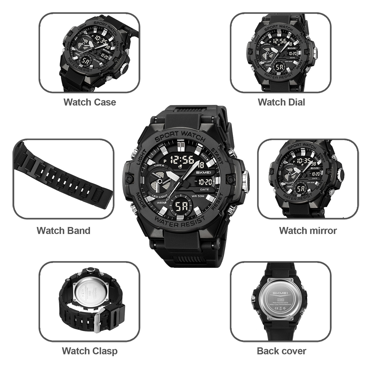 SKMEI 2383 Luxury Sports Digital & Analog Waterproof Watch for Men
