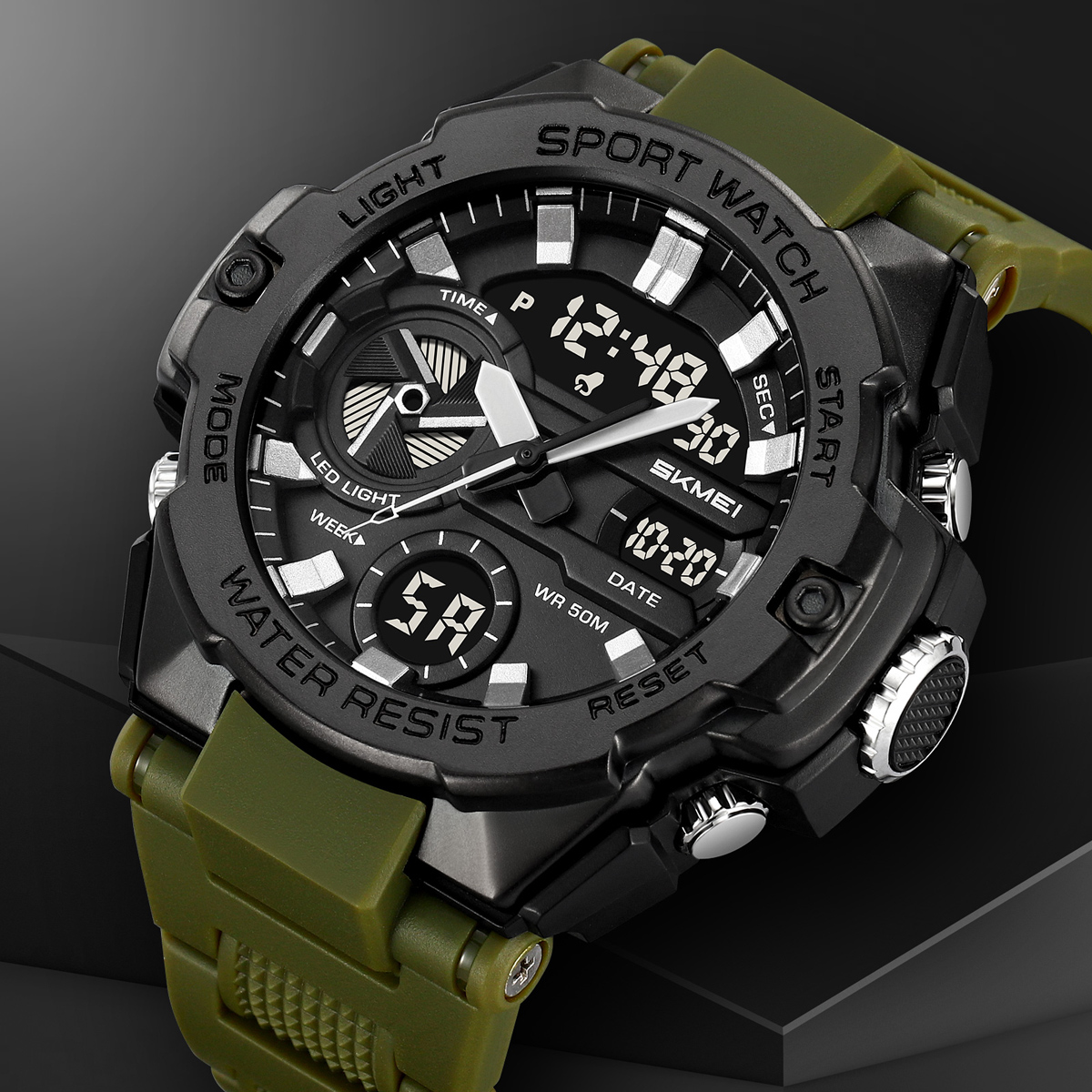 SKMEI 2383 Luxury Sports Digital & Analog Waterproof Watch for Men