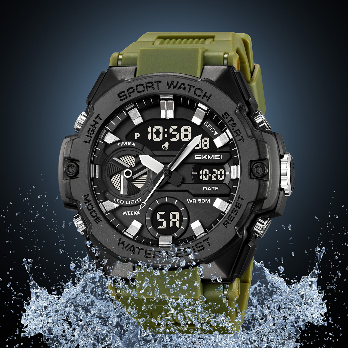 SKMEI 2383 Luxury Sports Digital & Analog Waterproof Watch for Men