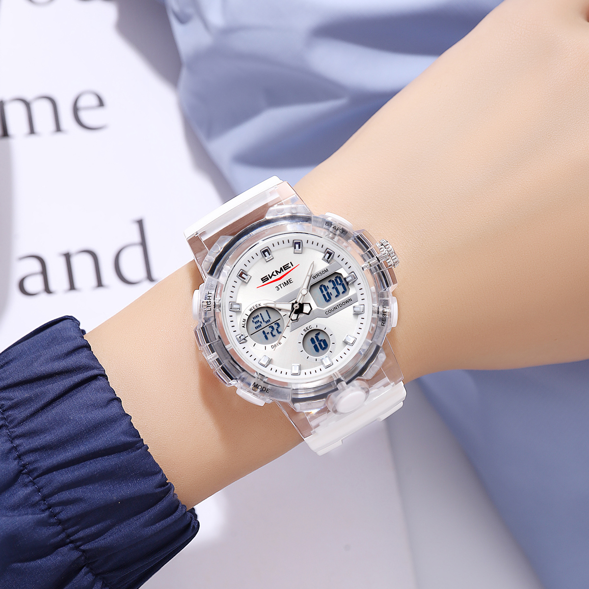 Skmei 2386 White Sport Analogue Digital Watch for Girl and Boy