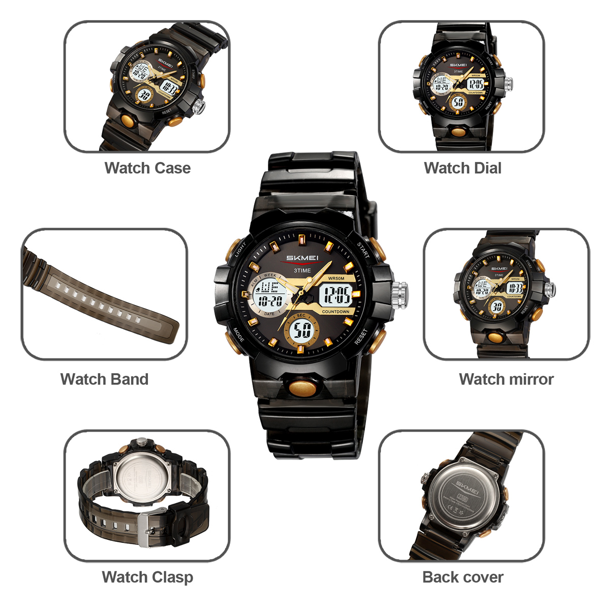 Skmei 2386 White Sport Analogue Digital Watch for Girl and Boy