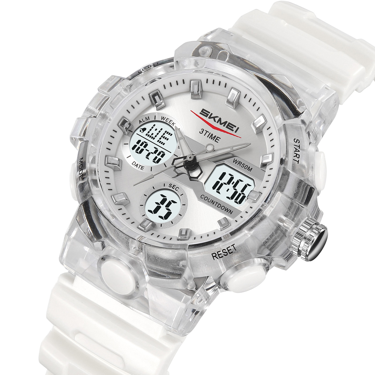 Skmei 2386 White Sport Analogue Digital Watch for Girl and Boy