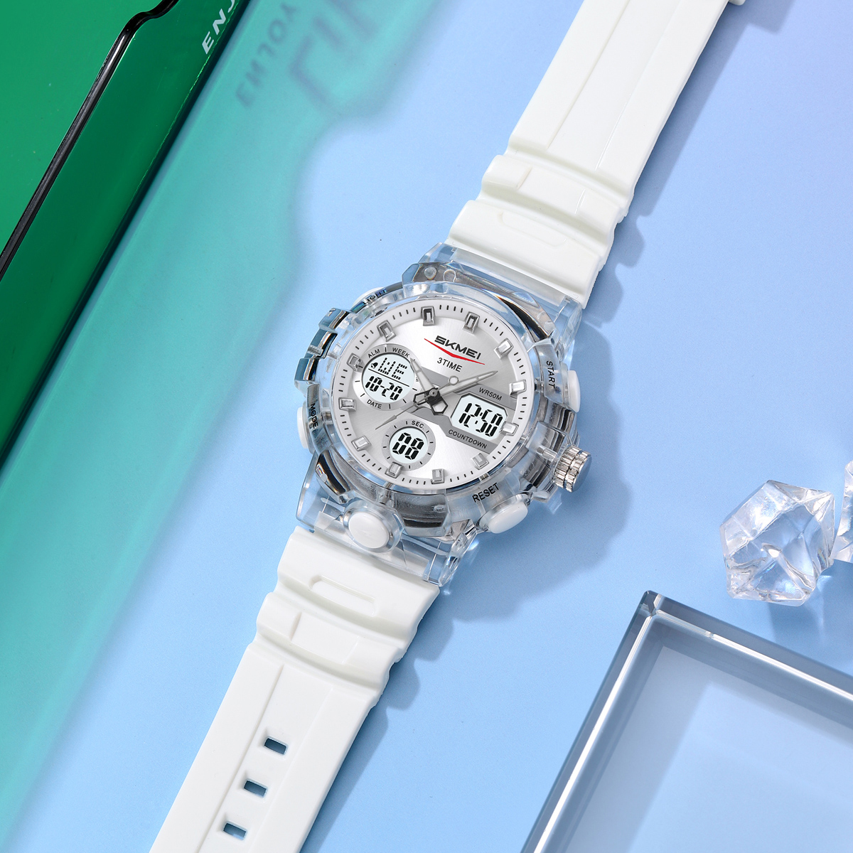 Skmei 2386 White Sport Analogue Digital Watch for Girl and Boy