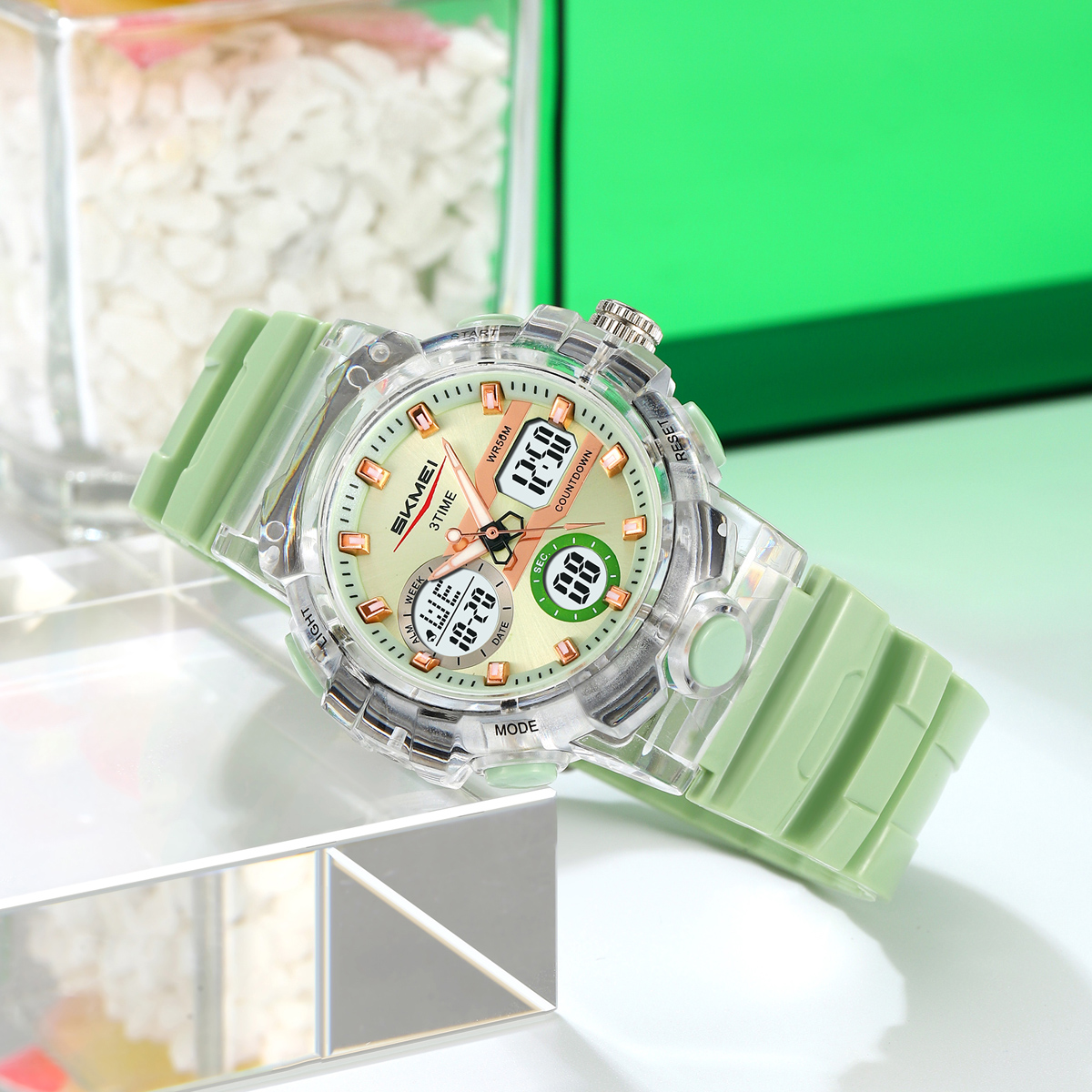 Skmei 2386 White Sport Analogue Digital Watch for Girl and Boy