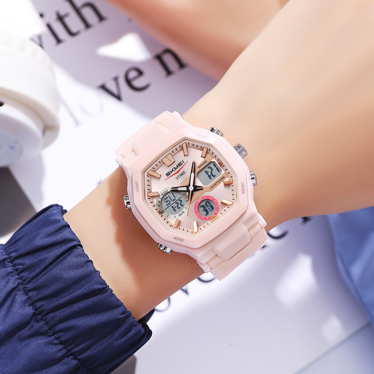 SKMEI 2389 Dual Time LED Light Chronograph Watch