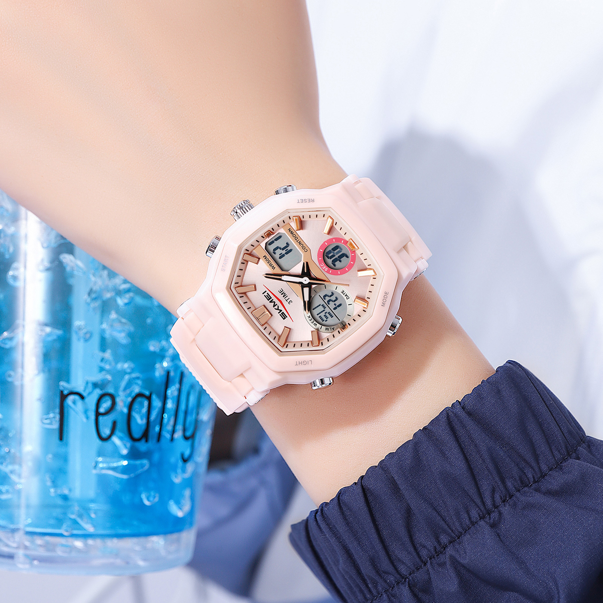 SKMEI 2389 Dual Time LED Light Chronograph Watch