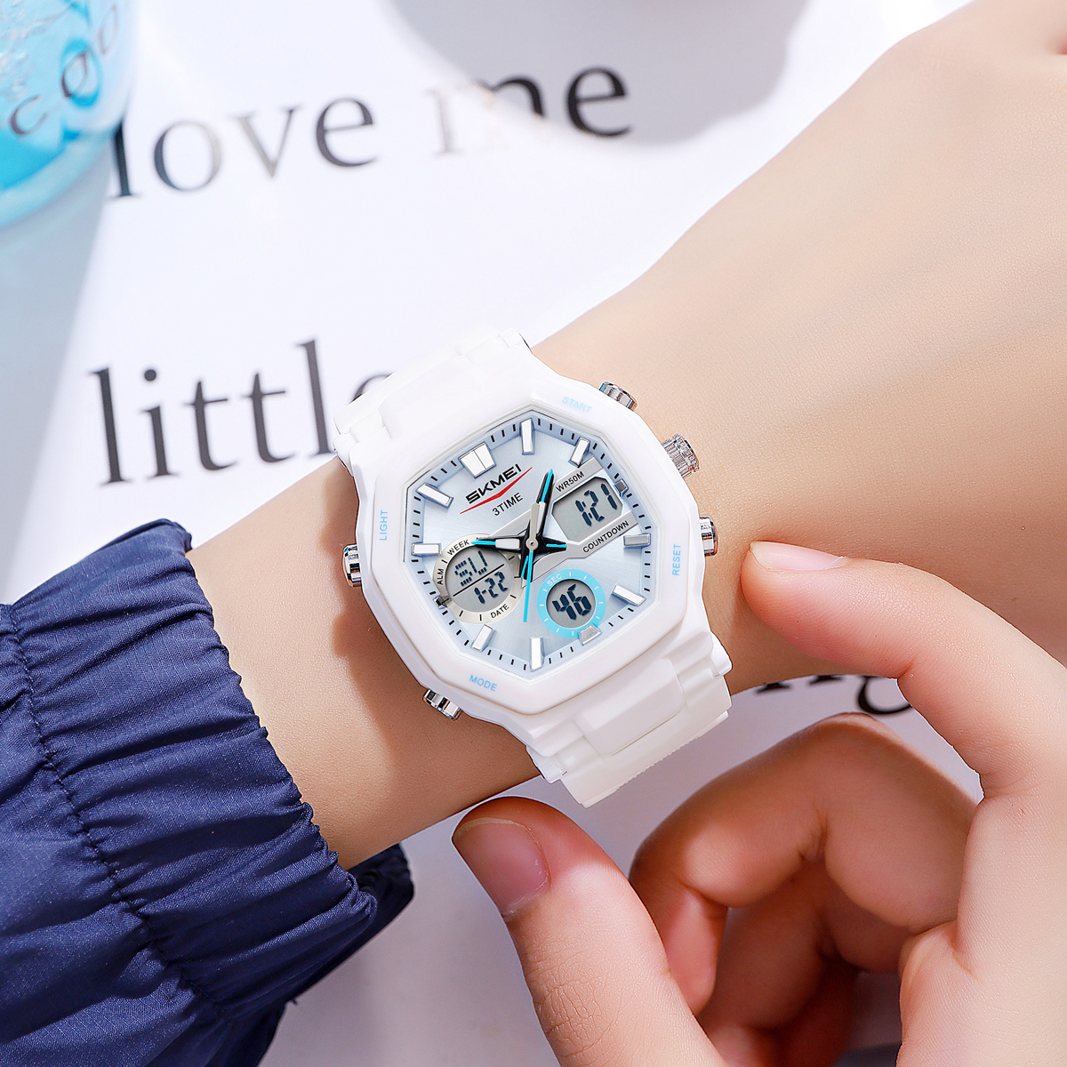 SKMEI 2389 Dual Time LED Light Chronograph Watch