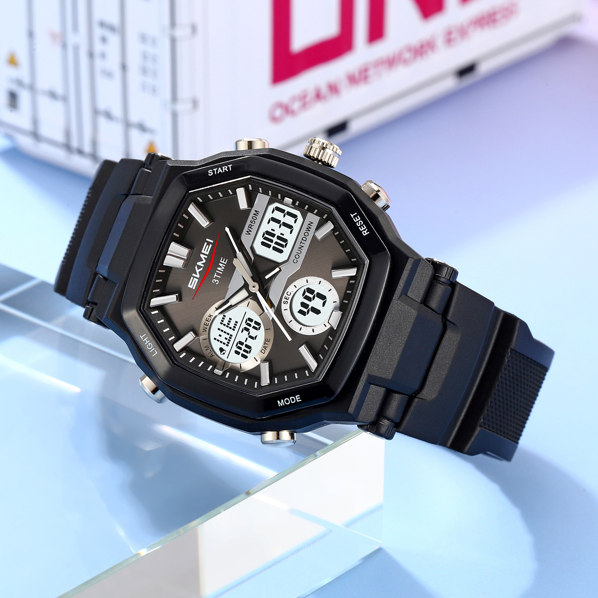 SKMEI 2389 Dual Time LED Light Chronograph Watch