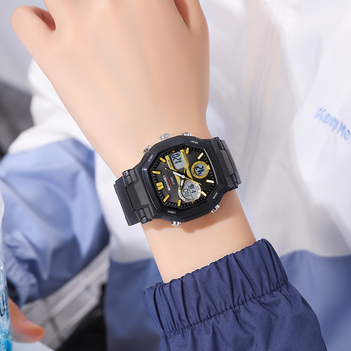 SKMEI 2389 Dual Time LED Light Chronograph Watch