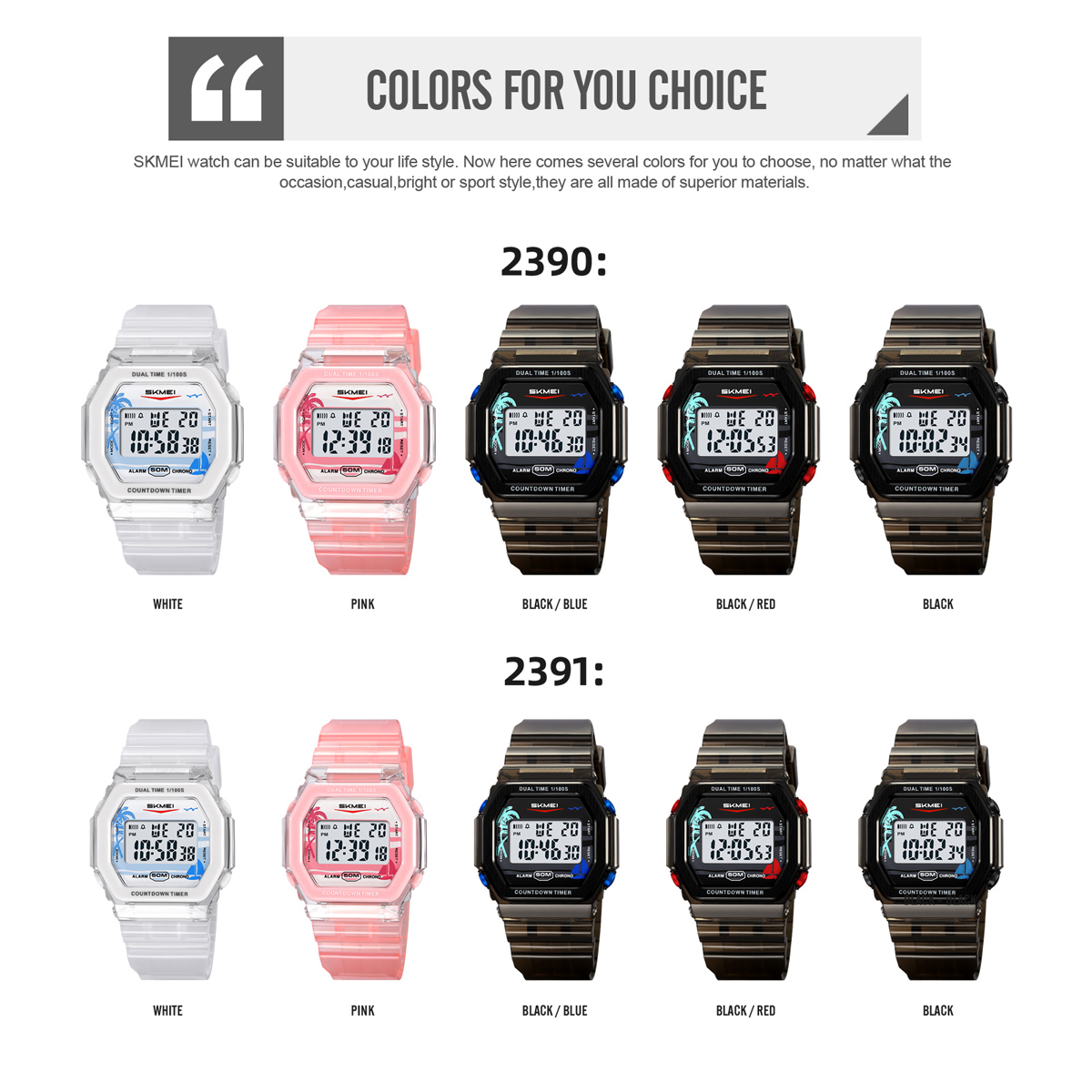 Skmei 2390 Wholesale OEM Unisex Digital Watch
