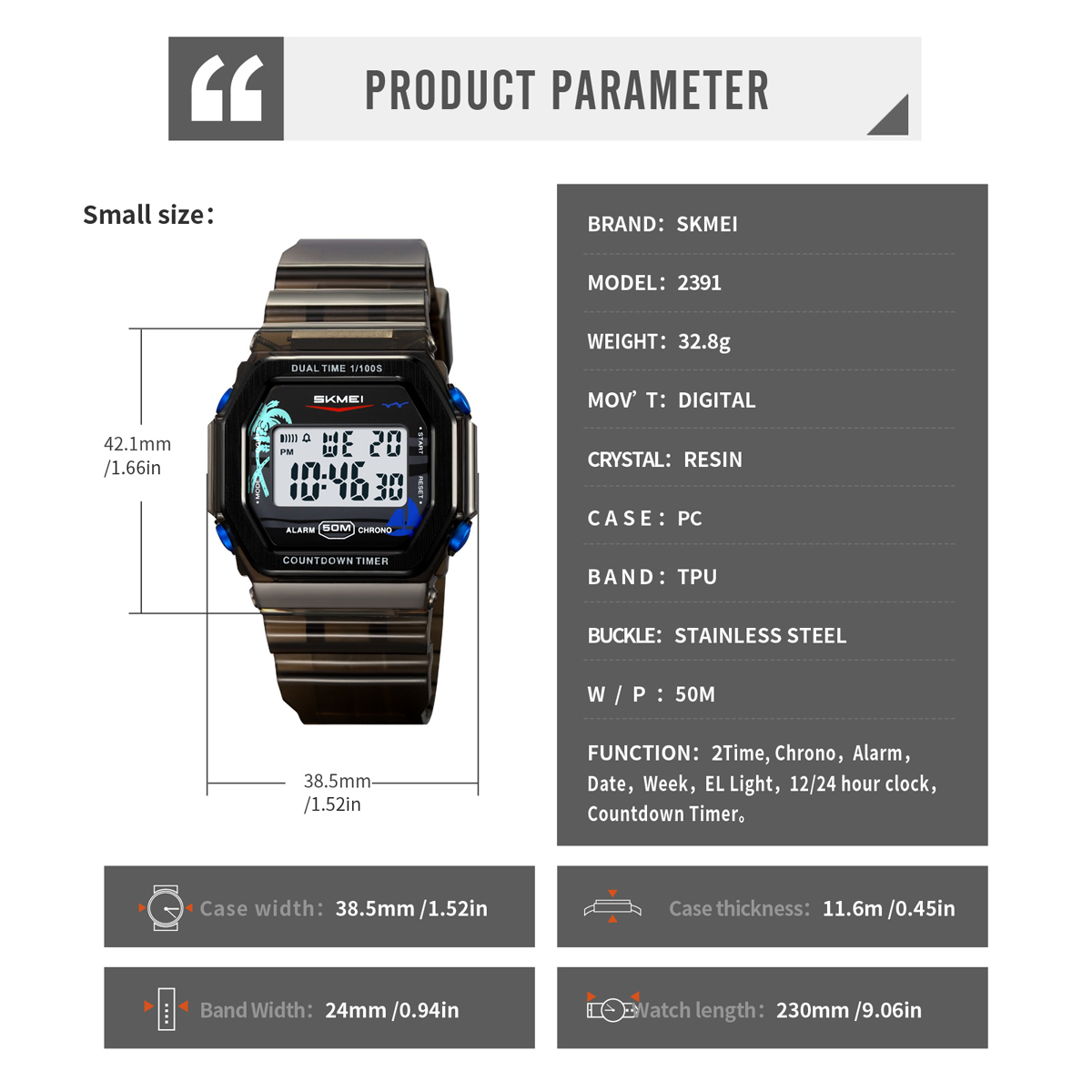 Skmei 2390 Wholesale OEM Unisex Digital Watch