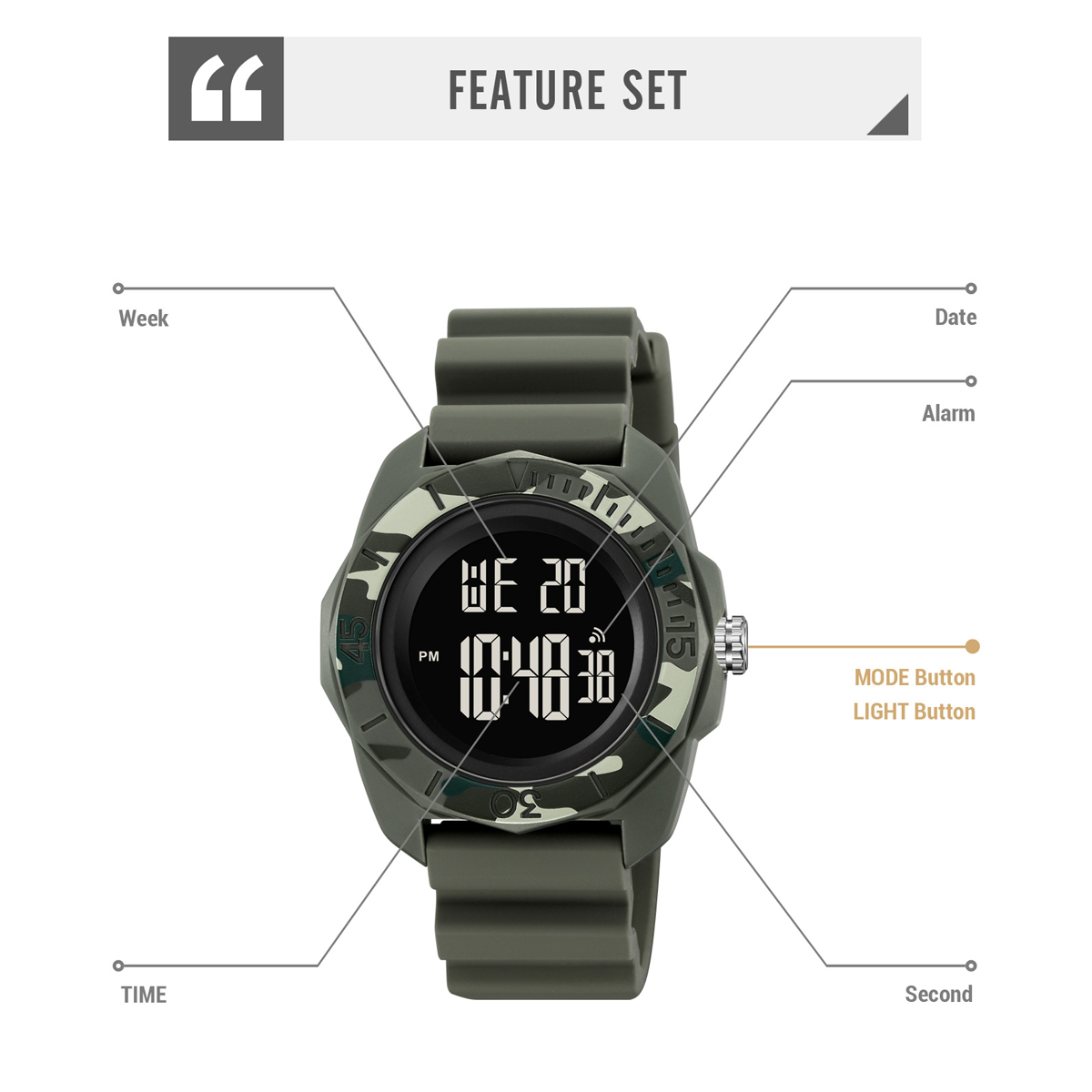 SKMEI 2394 50m Waterproof Sport Electronic Watches