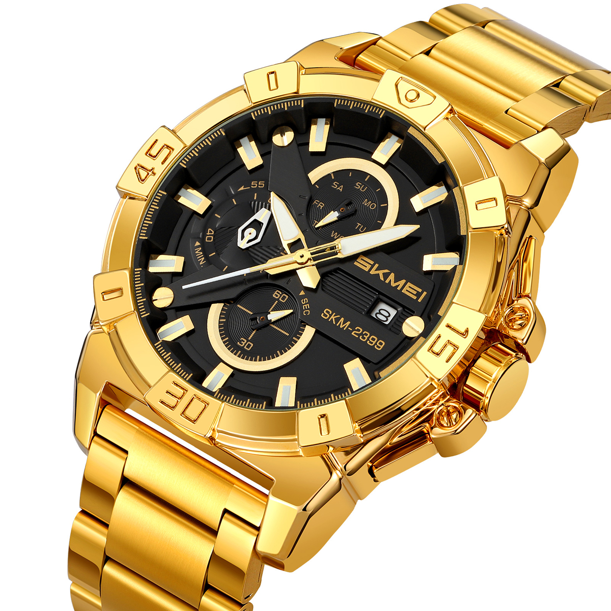 SKMEI 2399  Multifunctional Six-hand Steel Strap Waterproof  Wristwatch