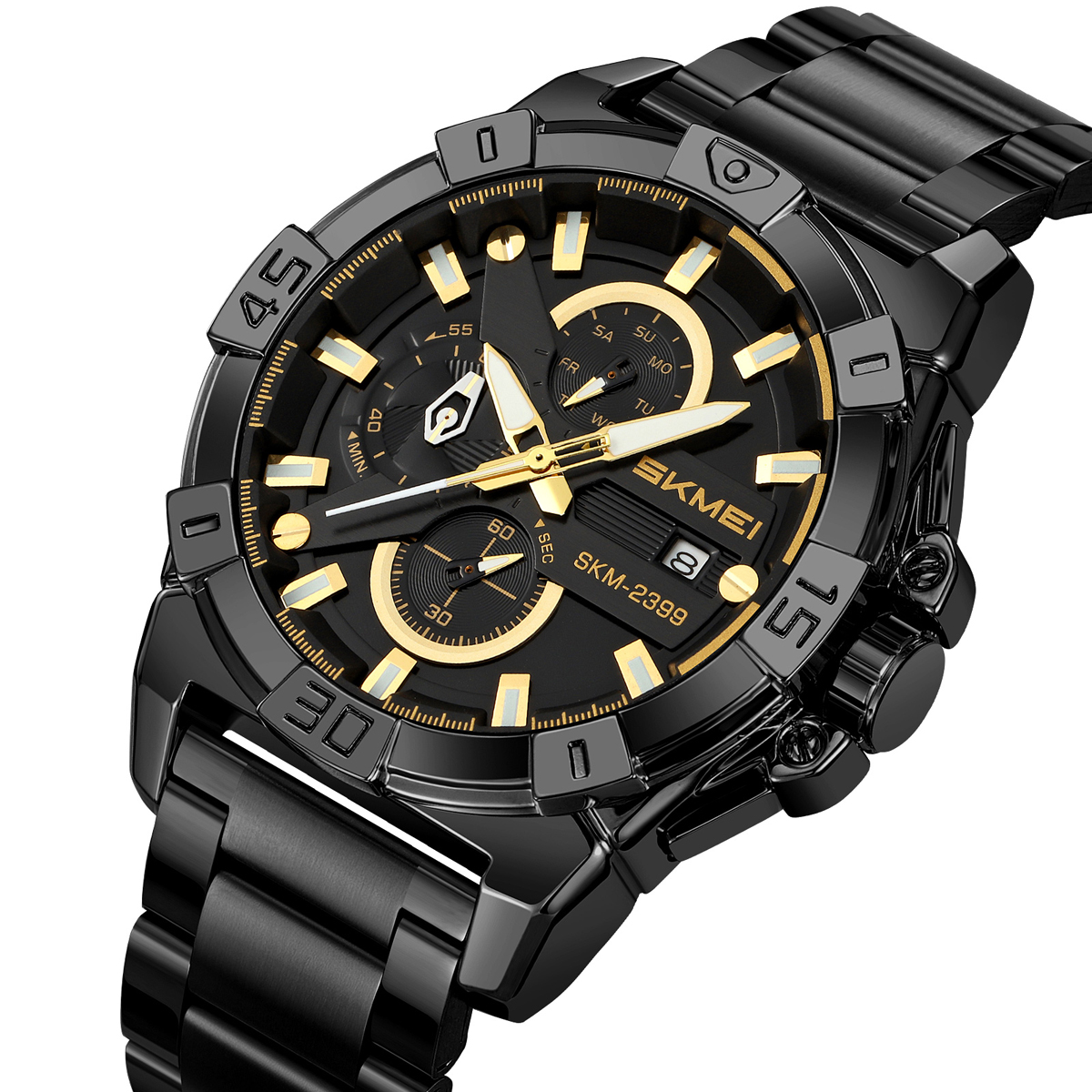 SKMEI 2399  Multifunctional Six-hand Steel Strap Waterproof  Wristwatch