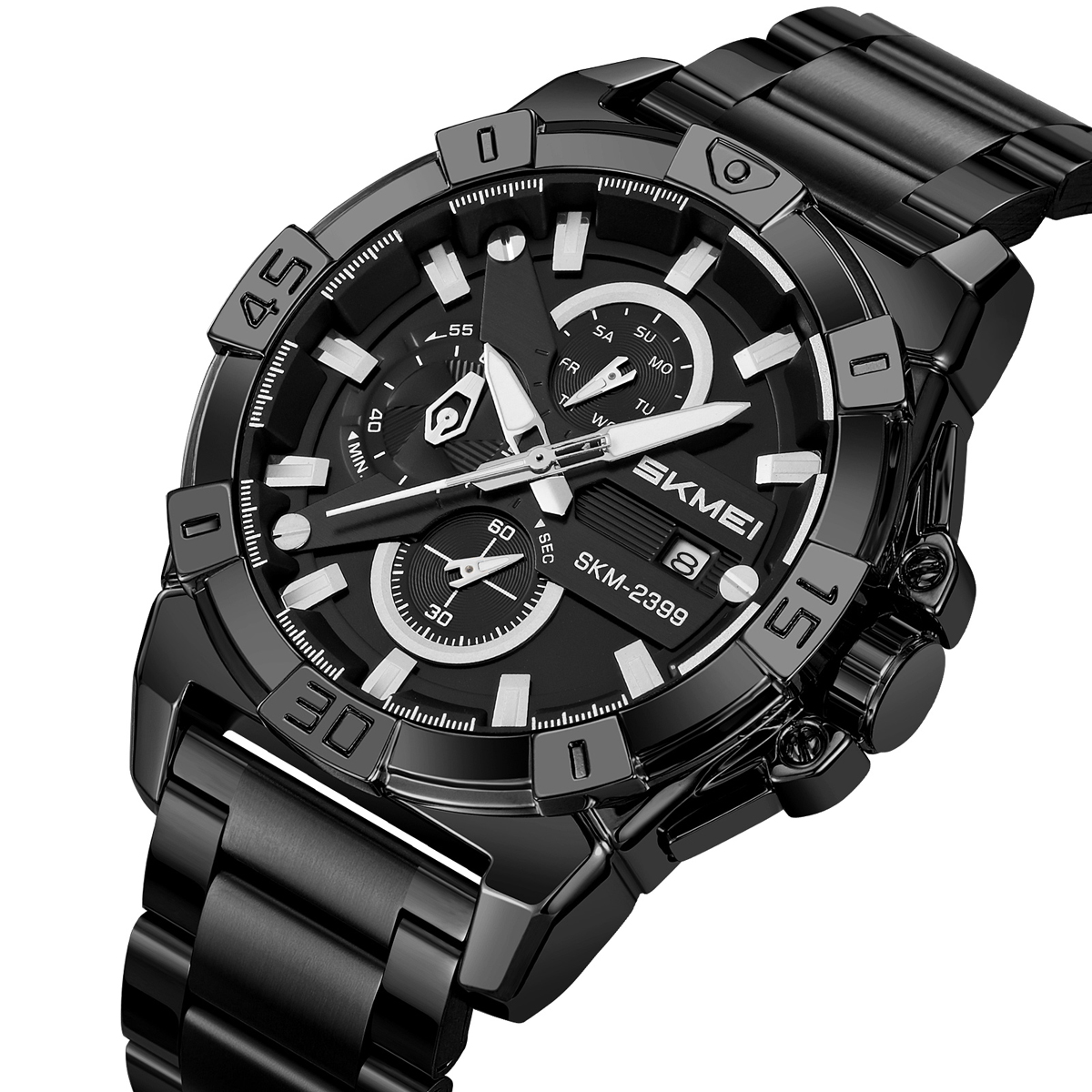 SKMEI 2399  Multifunctional Six-hand Steel Strap Waterproof  Wristwatch