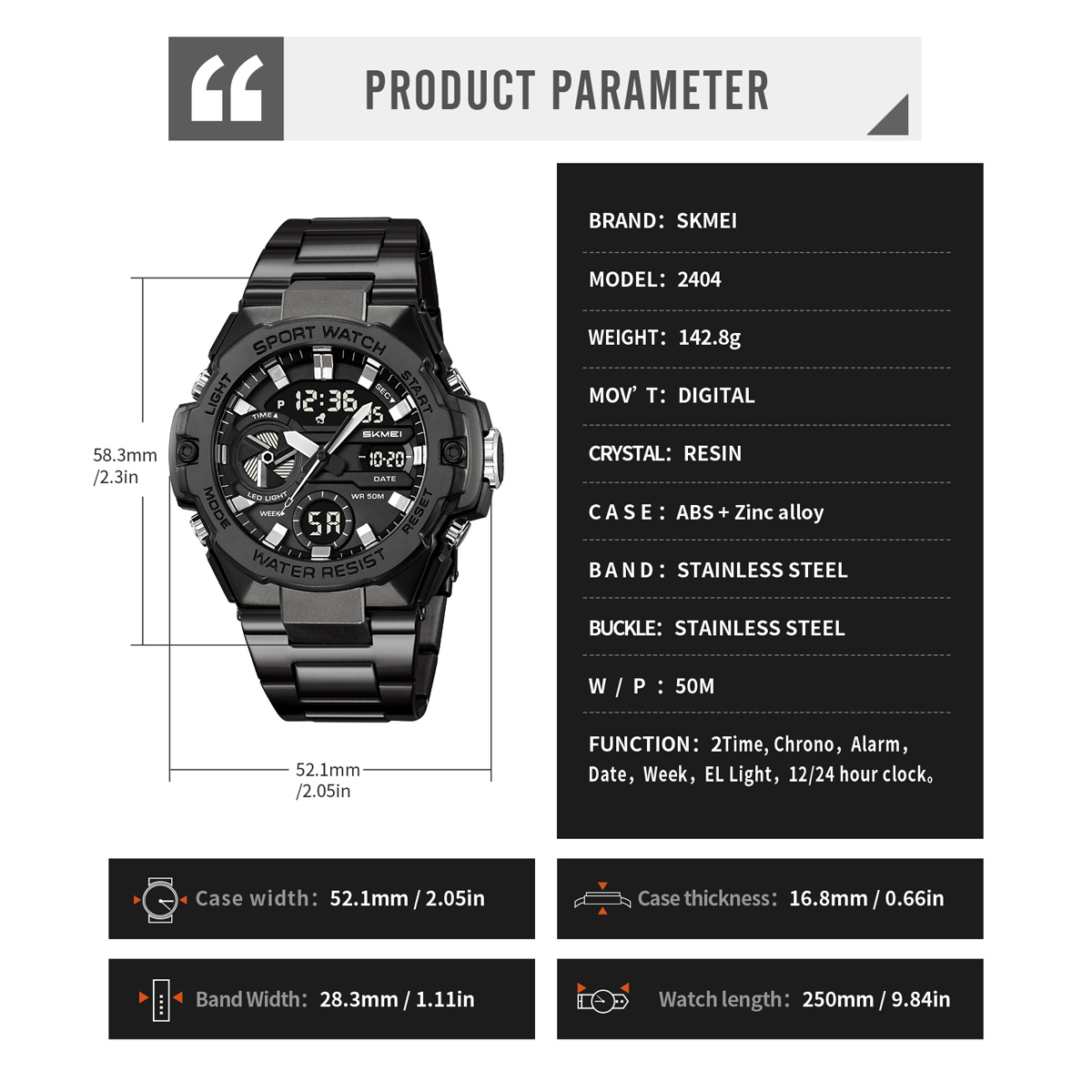 SKMEI 2404 new digital analog watch