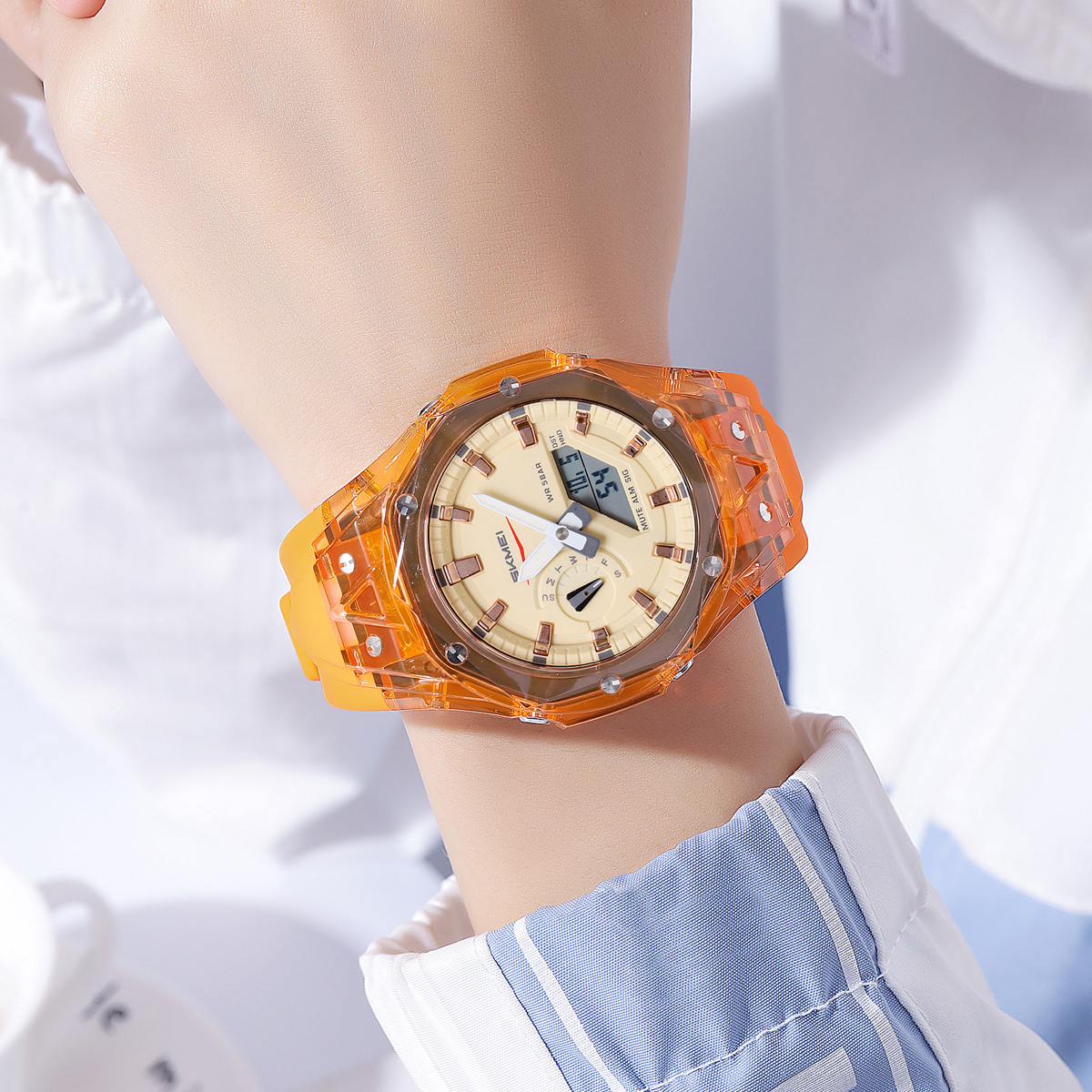 SKMEI 2411 Fashion Analog Digital Alarm Watch Wholesale 