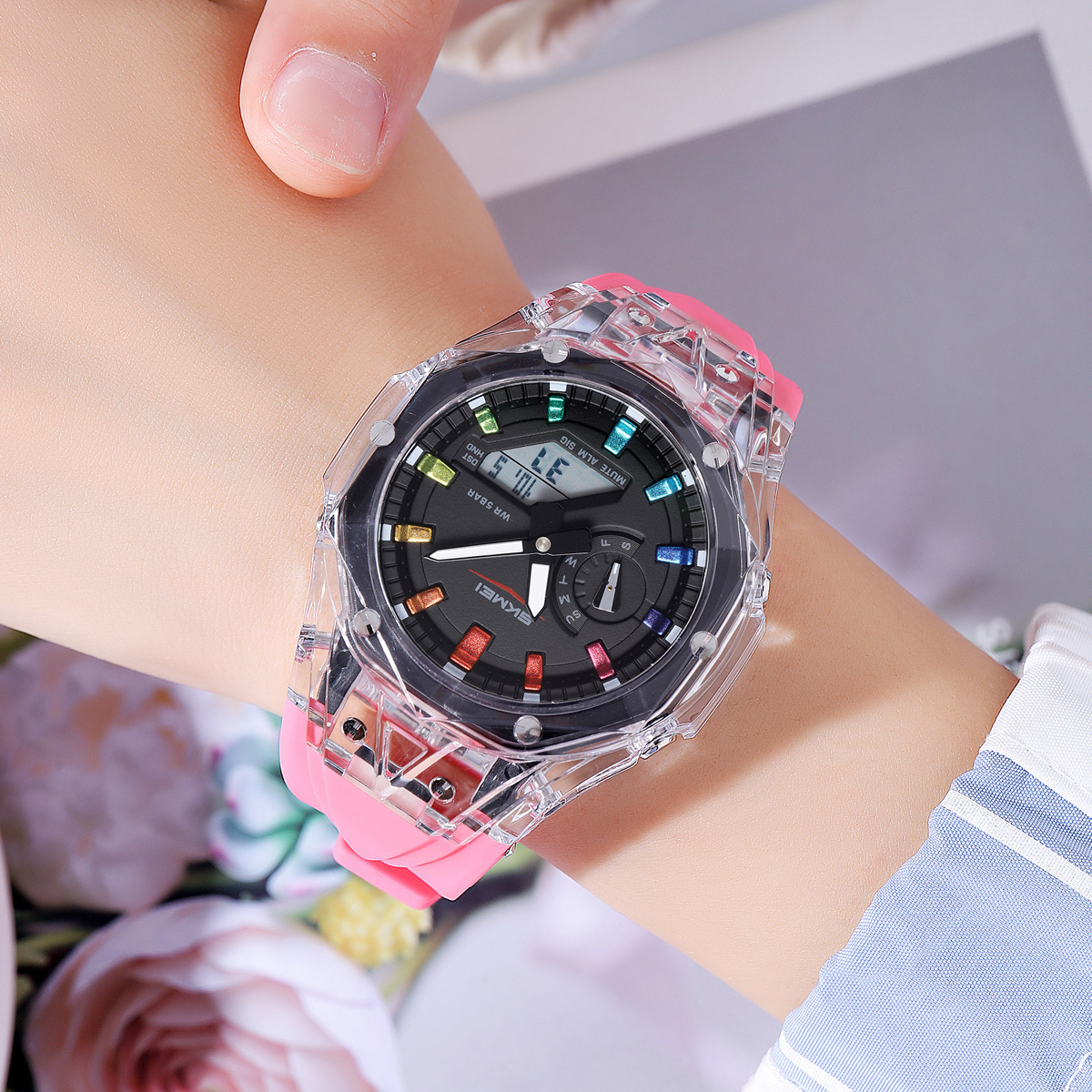 SKMEI 2411 Fashion Analog Digital Alarm Watch Wholesale 