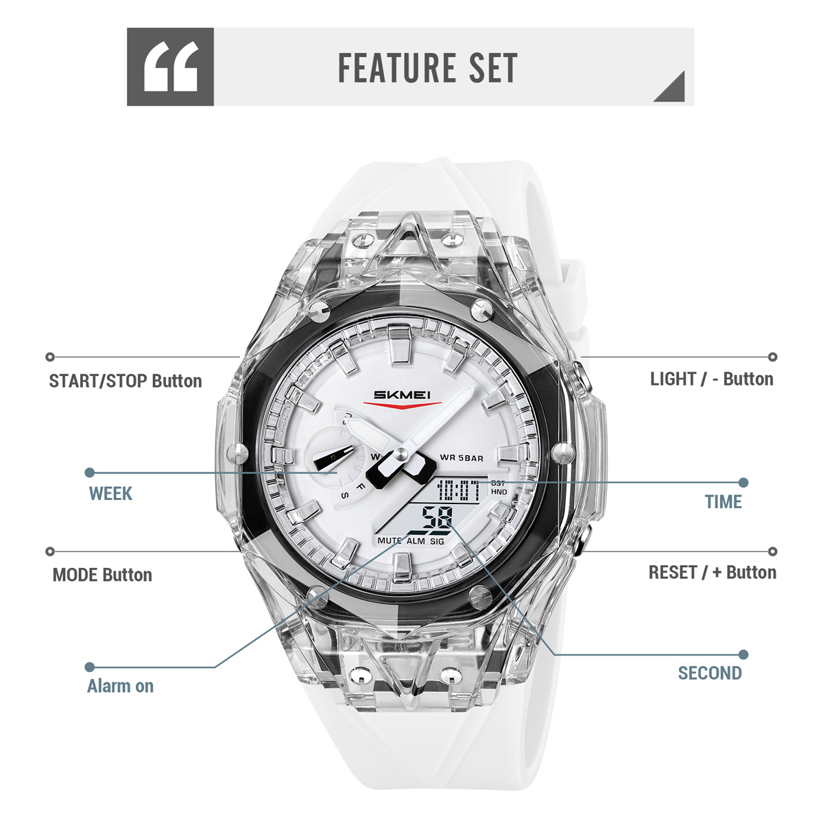 SKMEI 2411 Fashion Analog Digital Alarm Watch Wholesale 