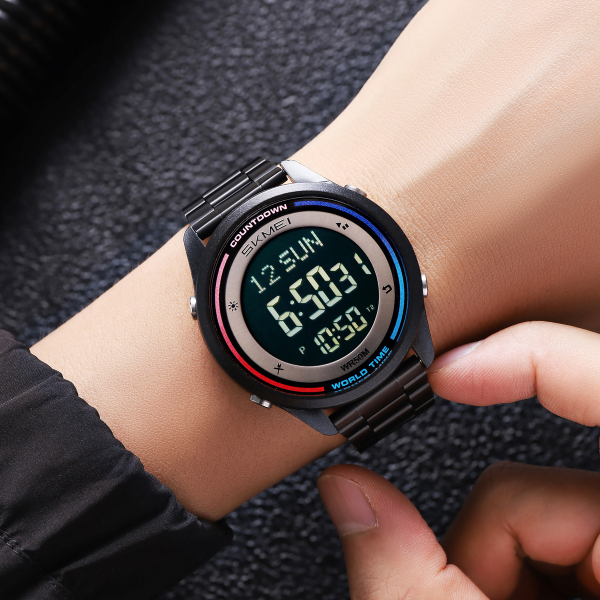 SKMEI 2412 World Time Minimalist Digital Watch