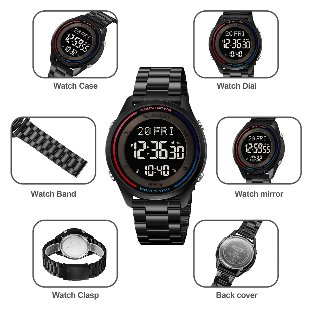 SKMEI 2412 World Time Minimalist Digital Watch