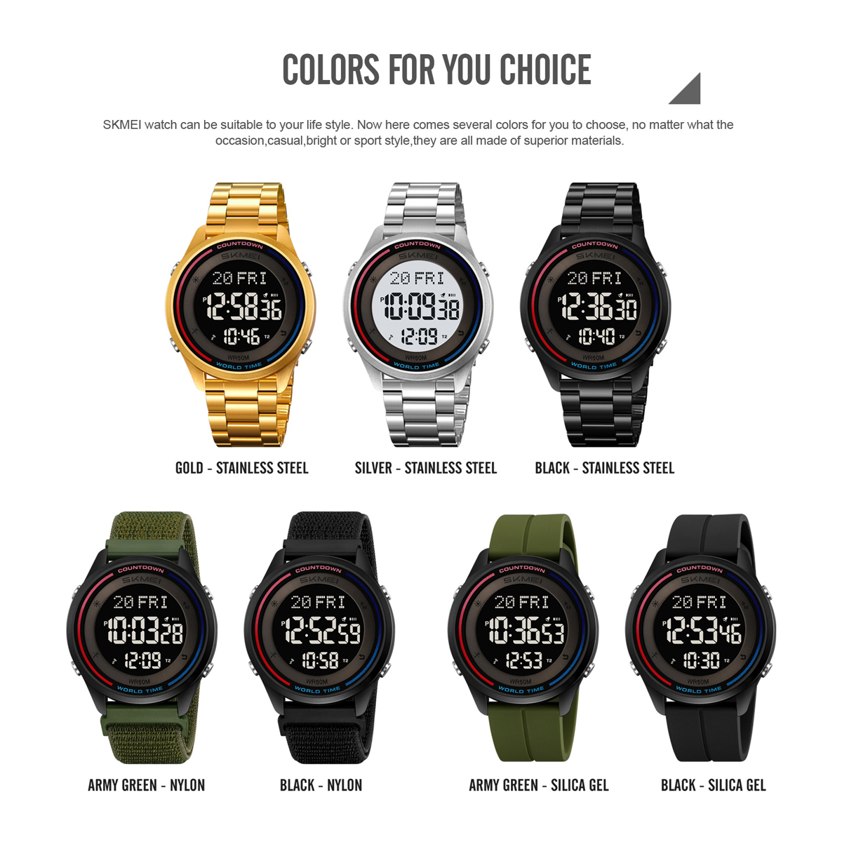 SKMEI 2412 World Time Minimalist Digital Watch