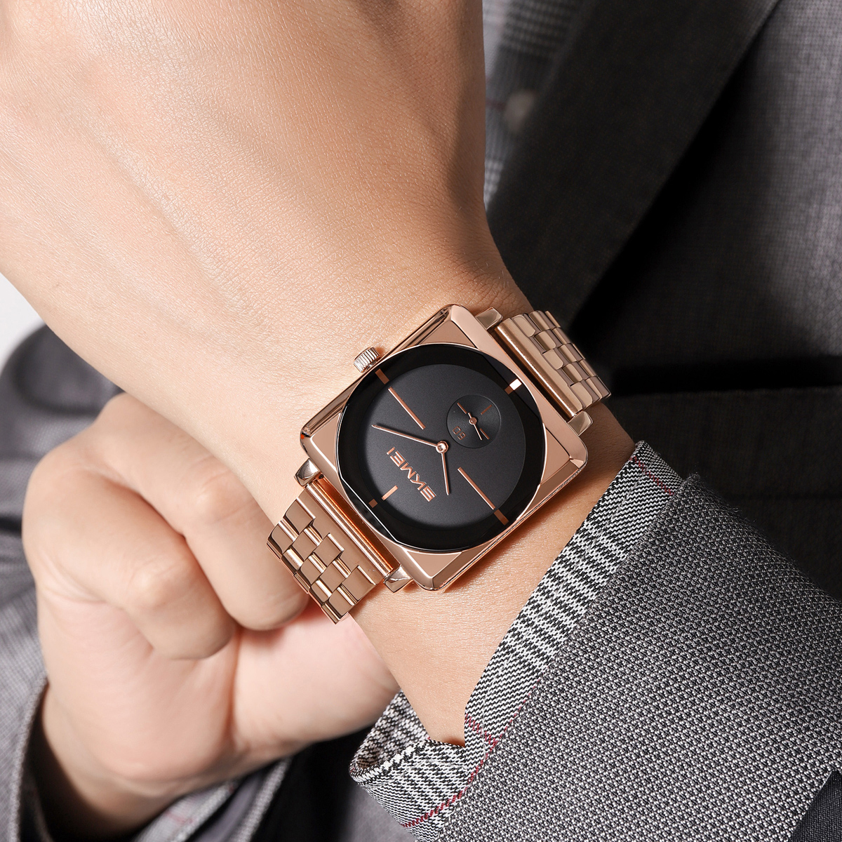 SKMEI factory 2413 stainless steel square face analog quartz wrist watches