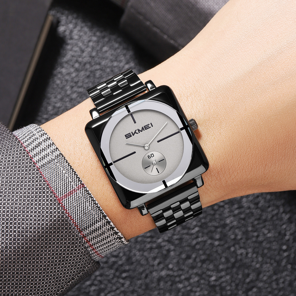 SKMEI factory 2413 stainless steel square face analog quartz wrist watches
