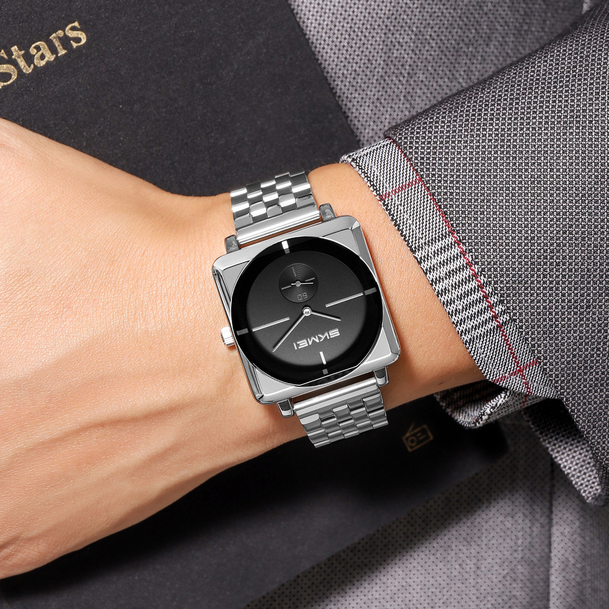 SKMEI factory 2413 stainless steel square face analog quartz wrist watches