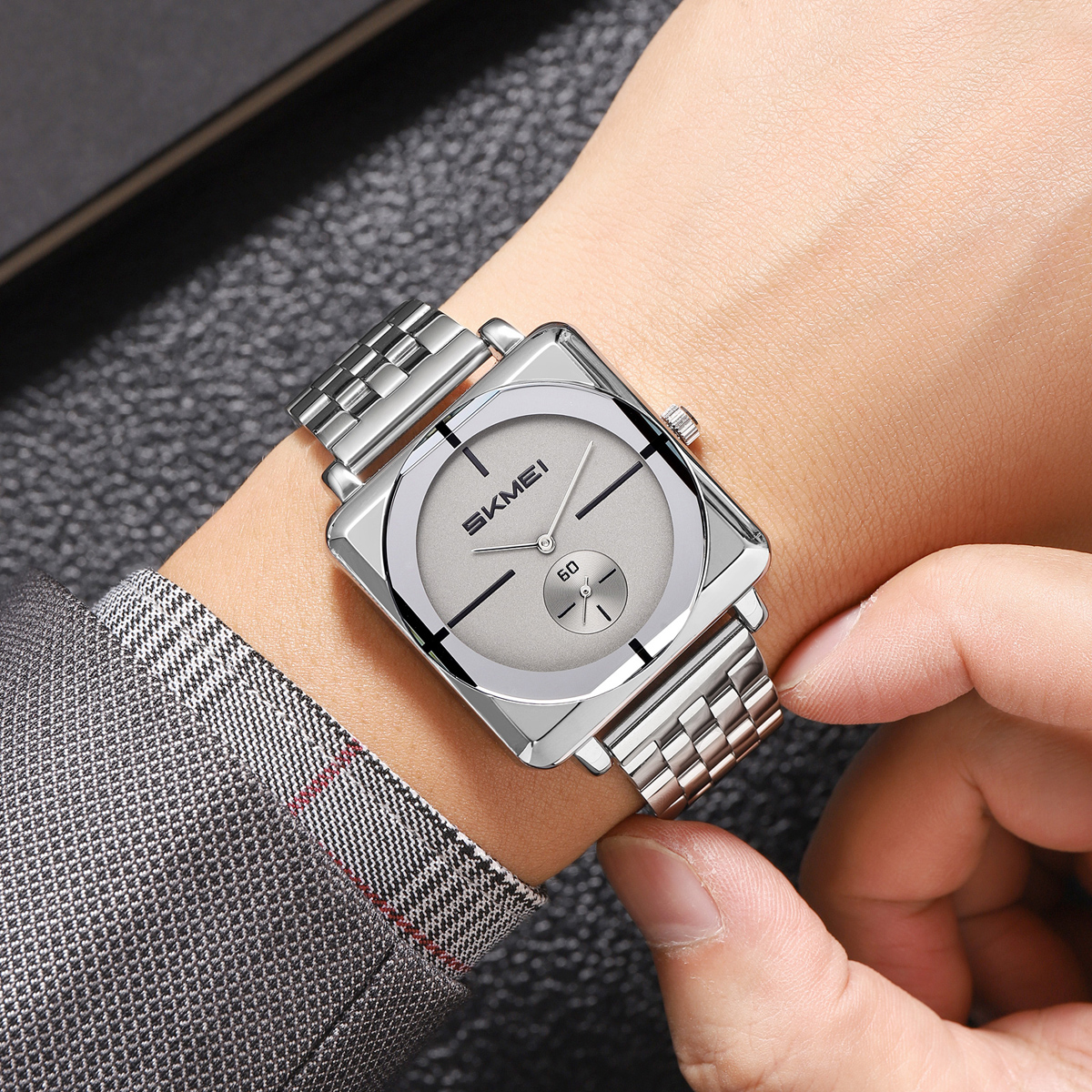 SKMEI factory 2413 stainless steel square face analog quartz wrist watches