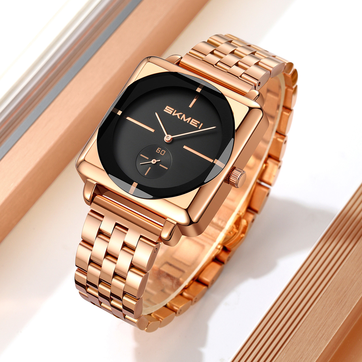 SKMEI factory 2413 stainless steel square face analog quartz wrist watches