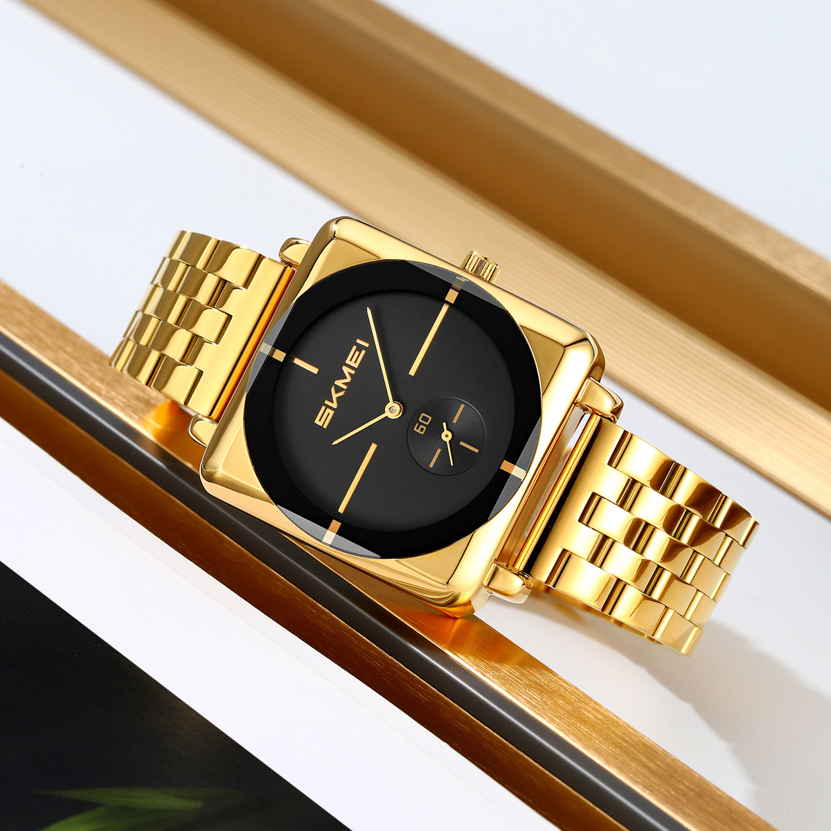 SKMEI factory 2413 stainless steel square face analog quartz wrist watches