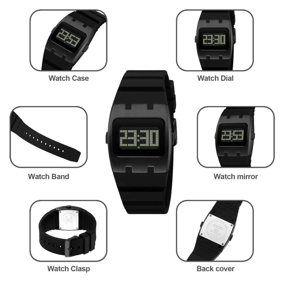 SKMEI 2415 Men Alarm Date Led Electronic Multifunction Watch