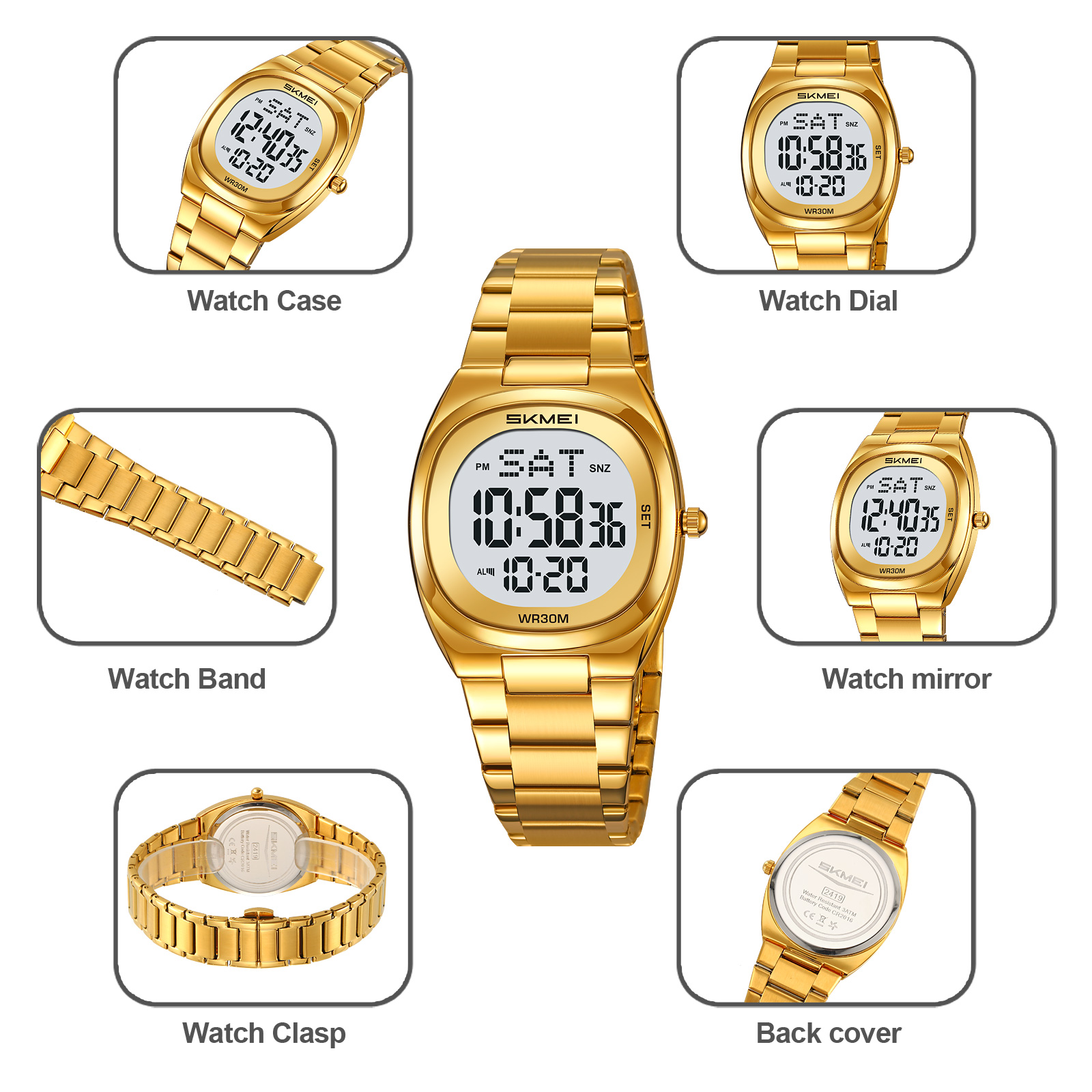 SKMEI 2419 Unisex Size Wholesale Customize Waterproof Digital Watch Men Women