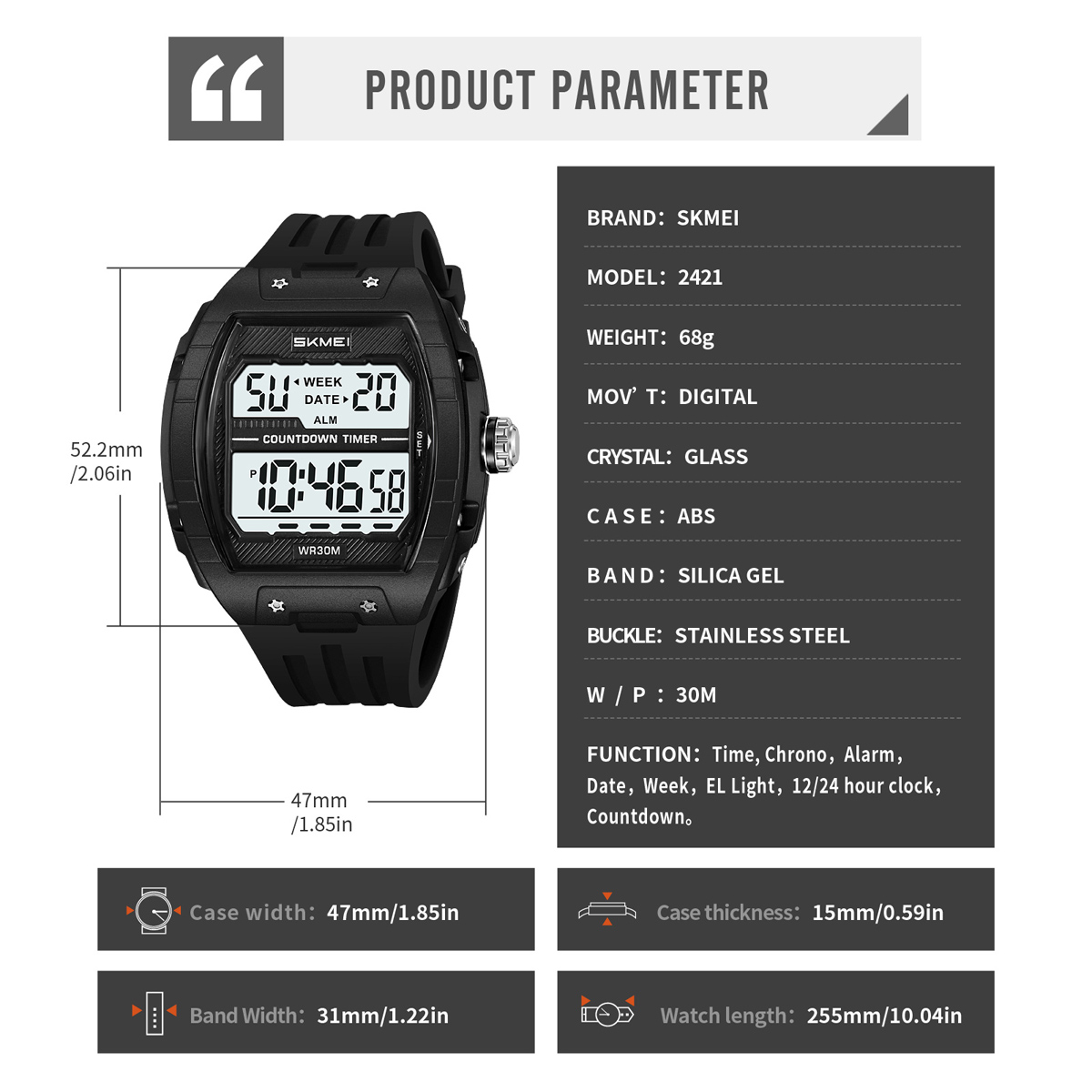 Skmei 2421 new arrival make custom man digital watch